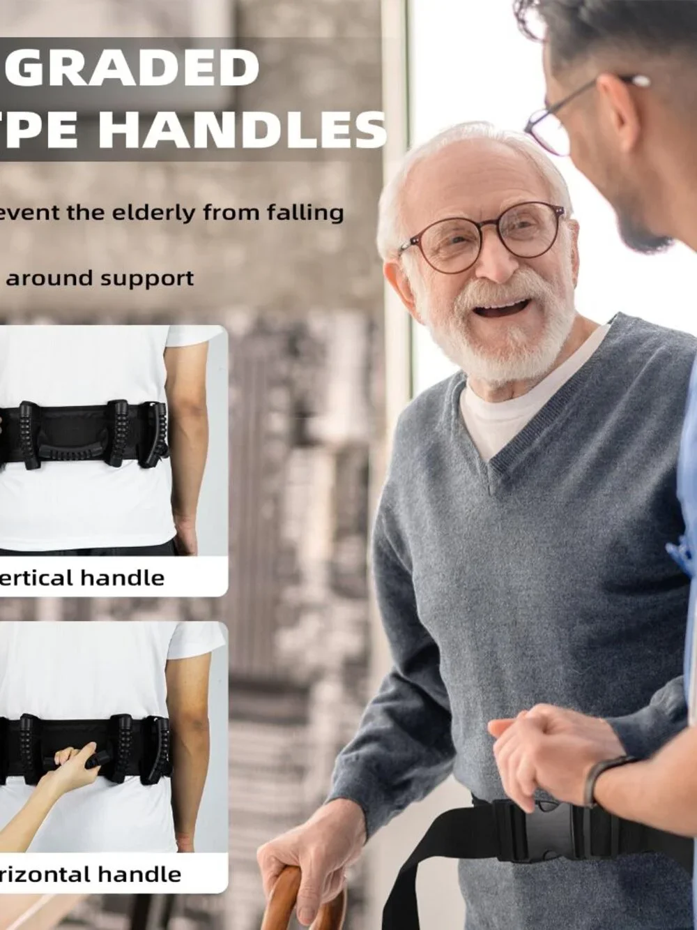 MKEFMEI Gait Belt with Handles for Seniors, Quick Release Buckle, Physical Thera